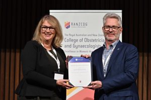One for Women CEO Kate accepting the RANZCOG Organisational Values Award